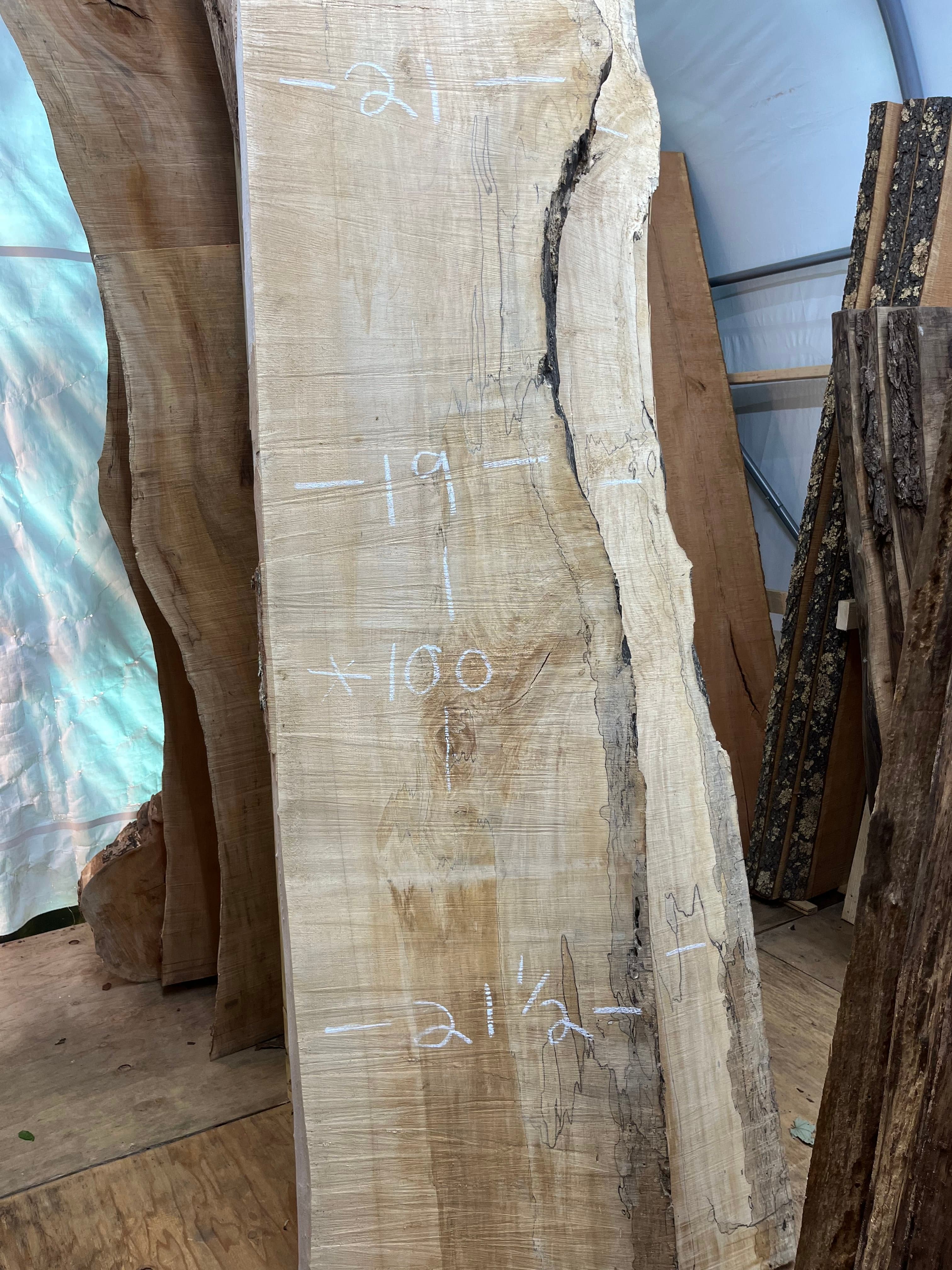 Chalk Measured Slab In Tent Storage | Tougas Timberworks Monroe CT