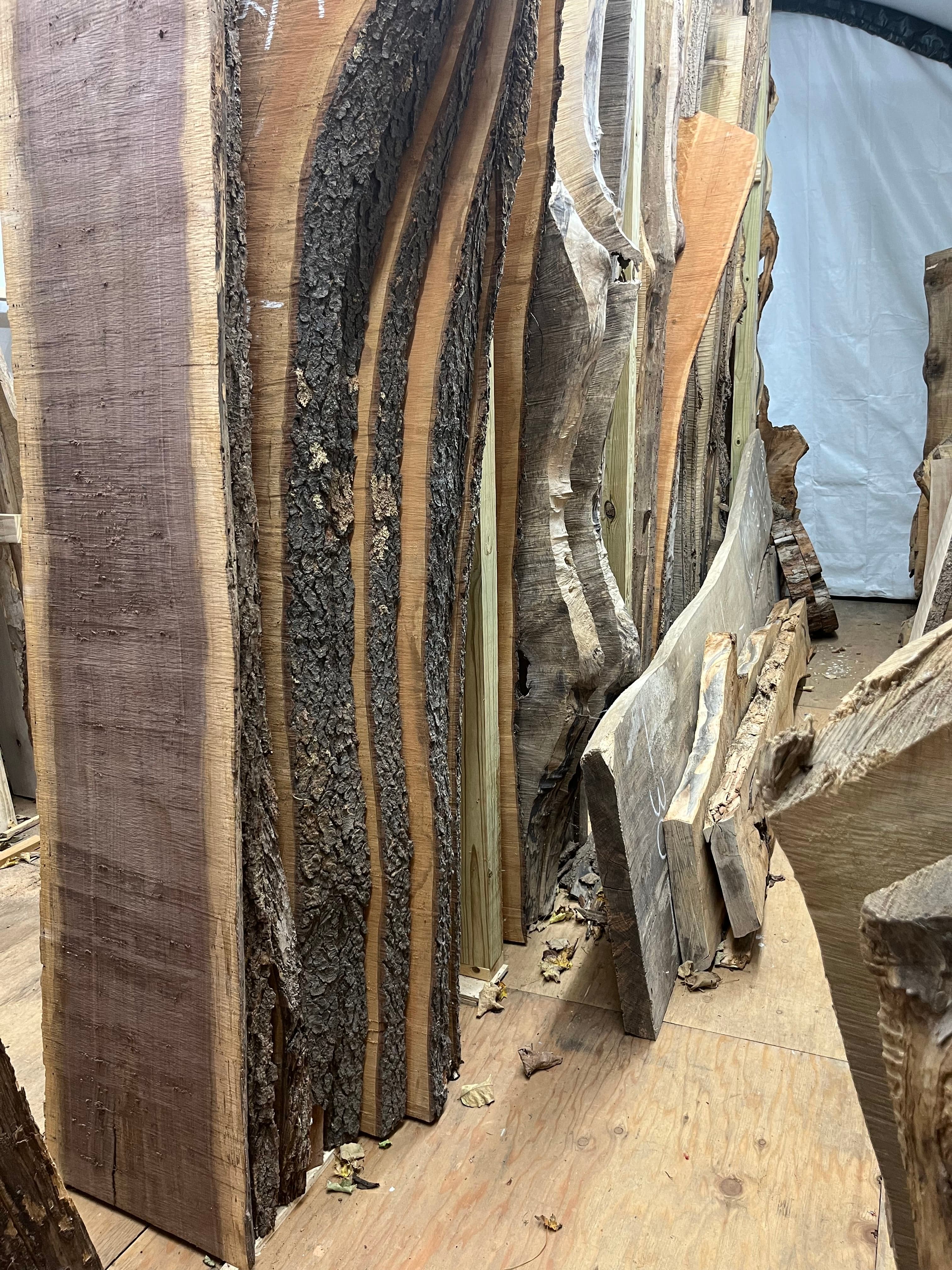 Dark Slabs In Tent Storage End | Tougas Timberworks Monroe CT