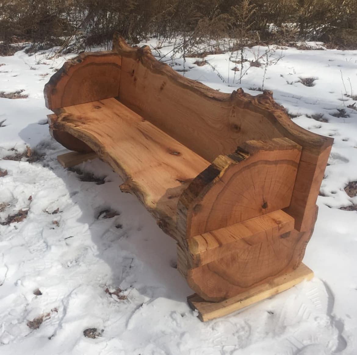 Finished Live Edge Polished Bench | Tougas Timberworks Monroe CT