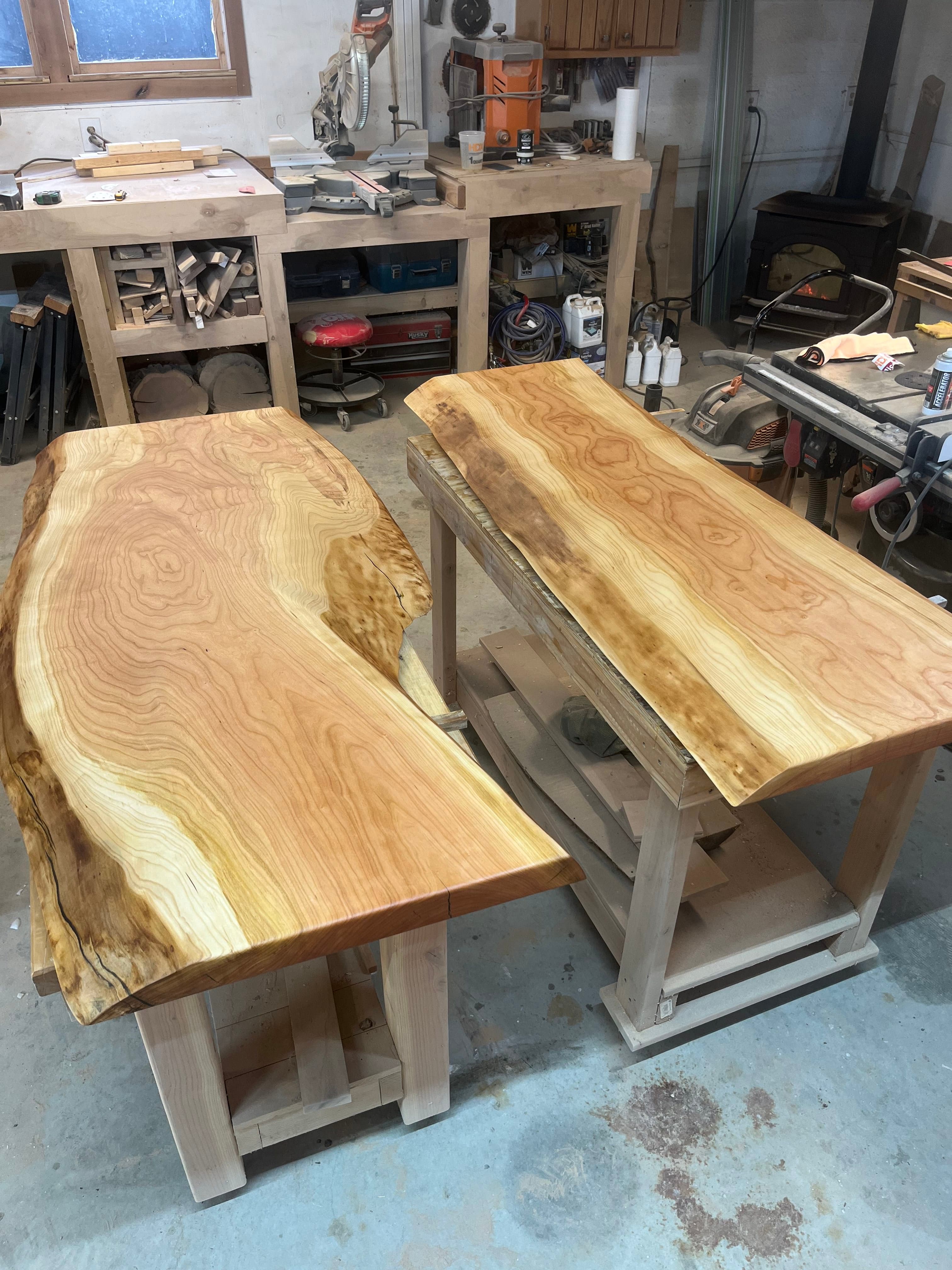 Golden Elm Slabs In Shop | Tougas Timberworks Monroe CT