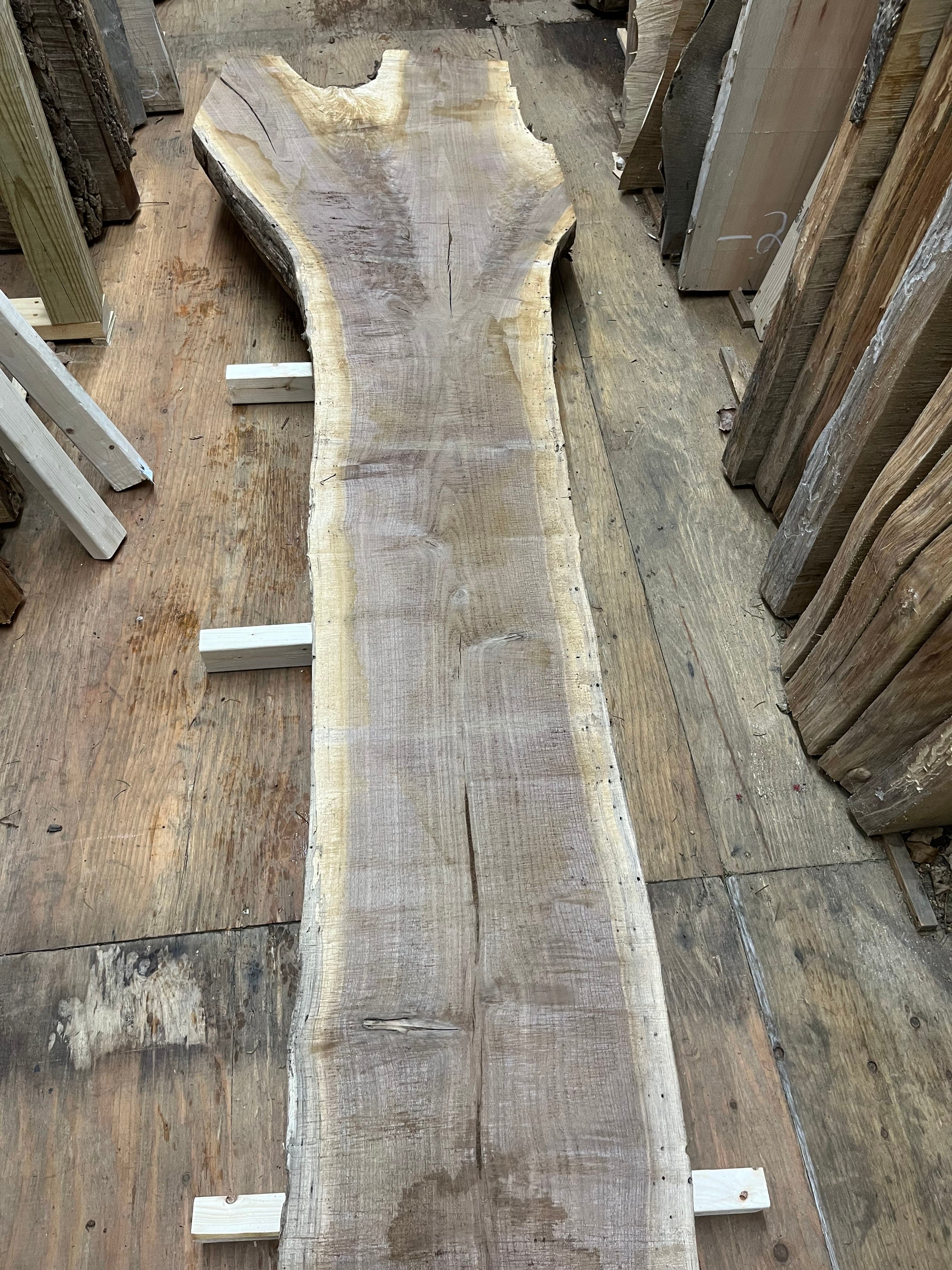 Large Live Edge Slab In Barn Storage | Tougas Timberworks Monroe CT