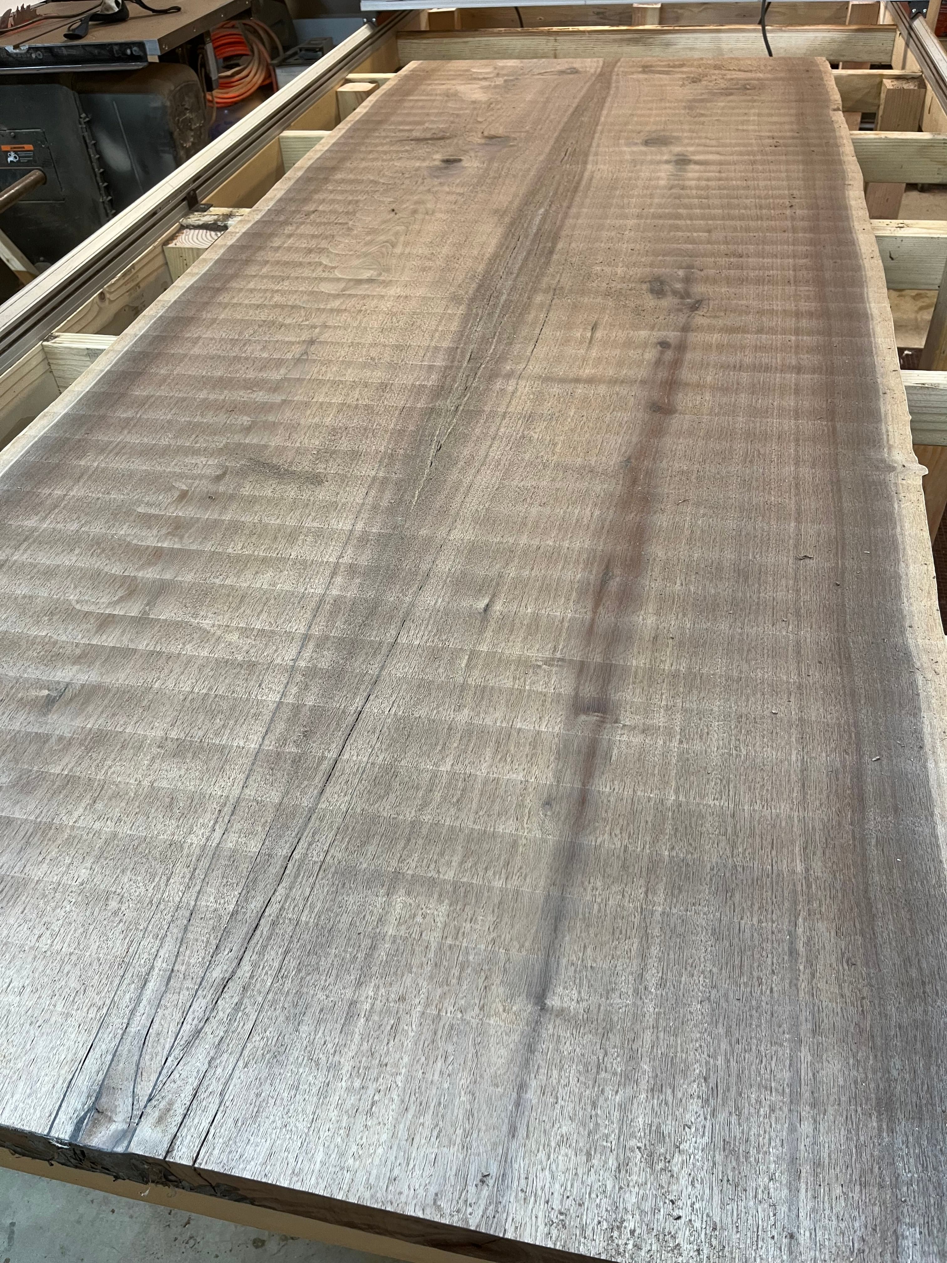 Large Slab Being Routed On Jig | Tougas Timberworks Monroe CT