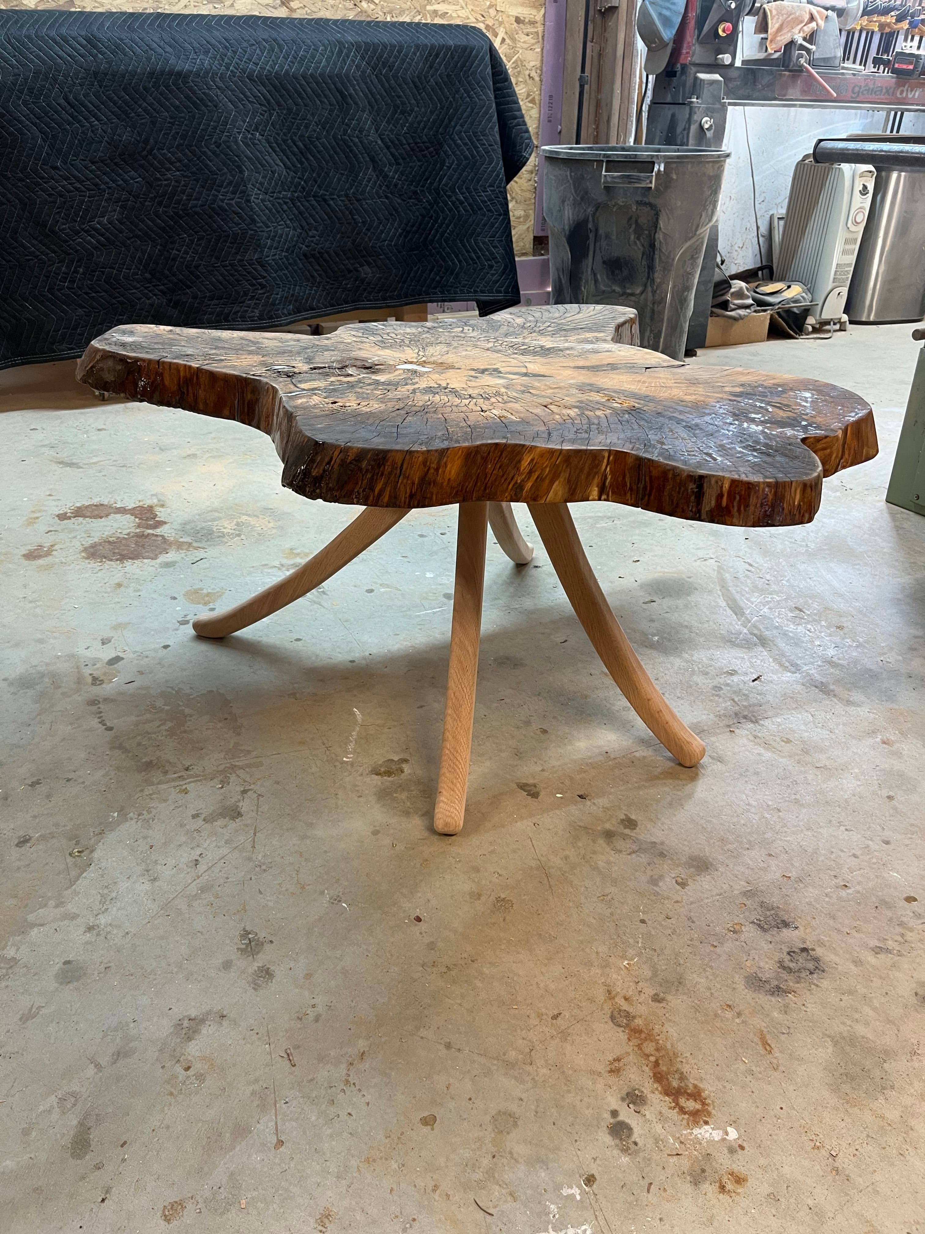 Live Edge Side Table Dark Metal Base | Tougas Timberworks Monroe CT