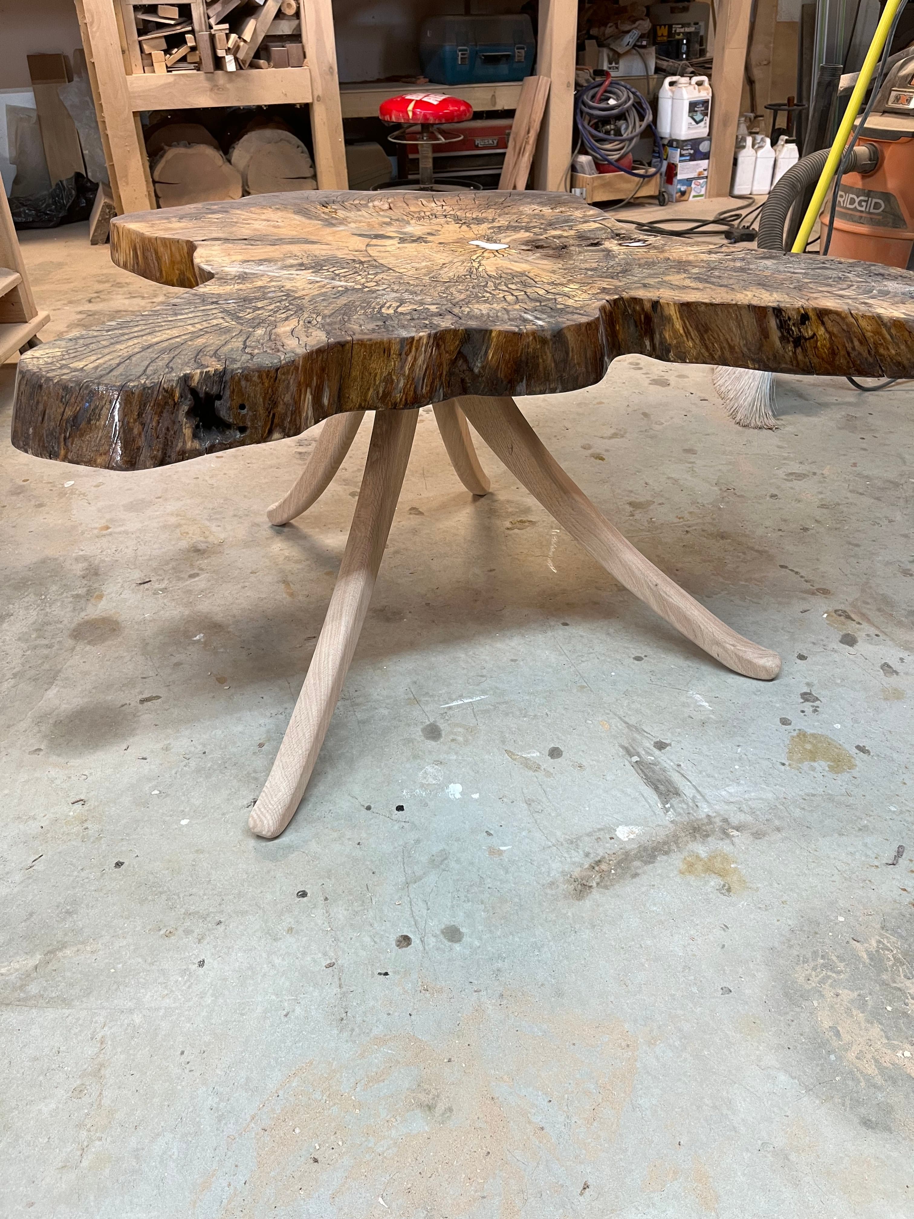 Live Edge Side Table Light Metal Base | Tougas Timberworks Monroe CT