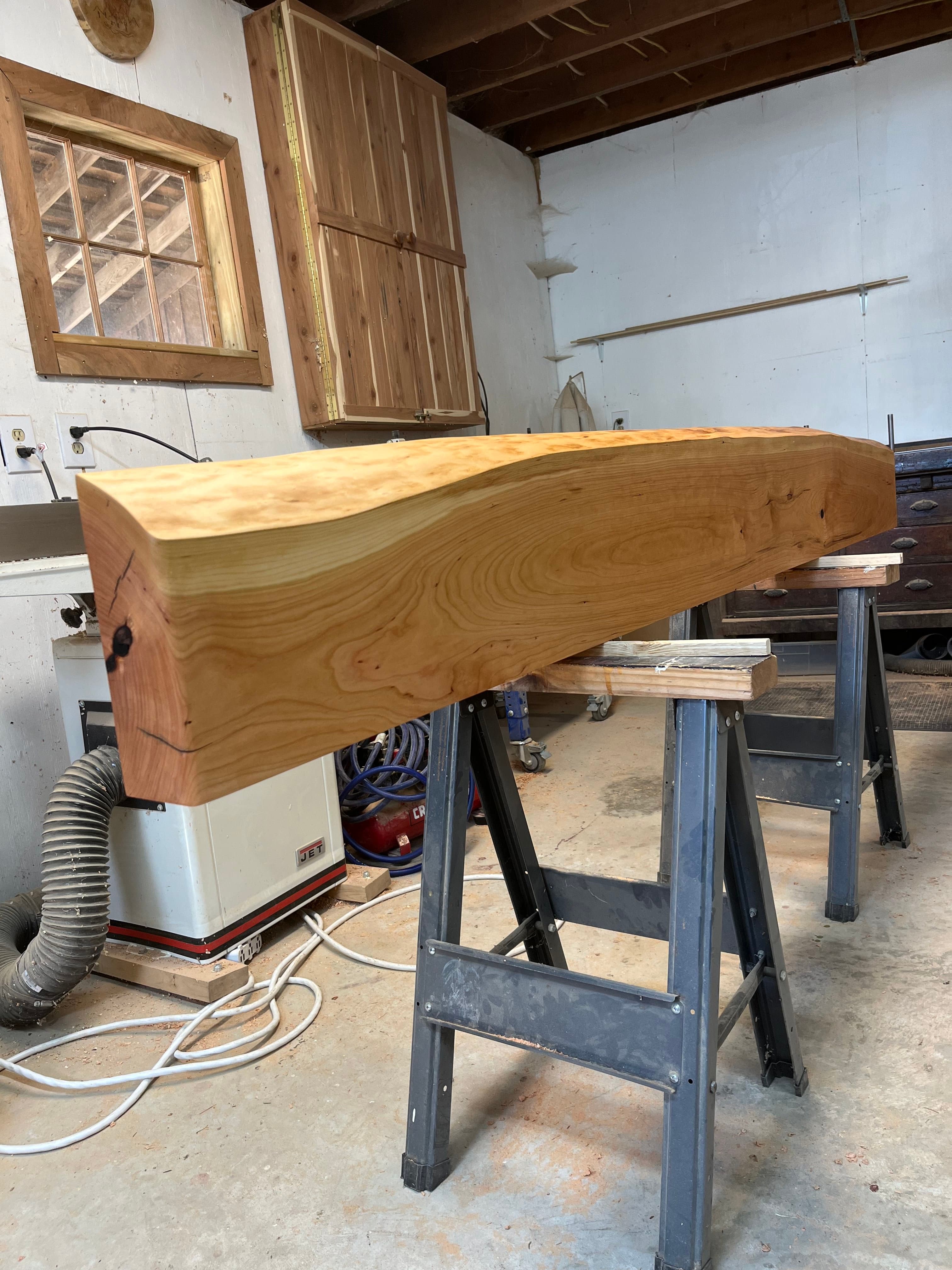 Live Edge Slab On Planer In Shop | Tougas Timberworks Monroe CT