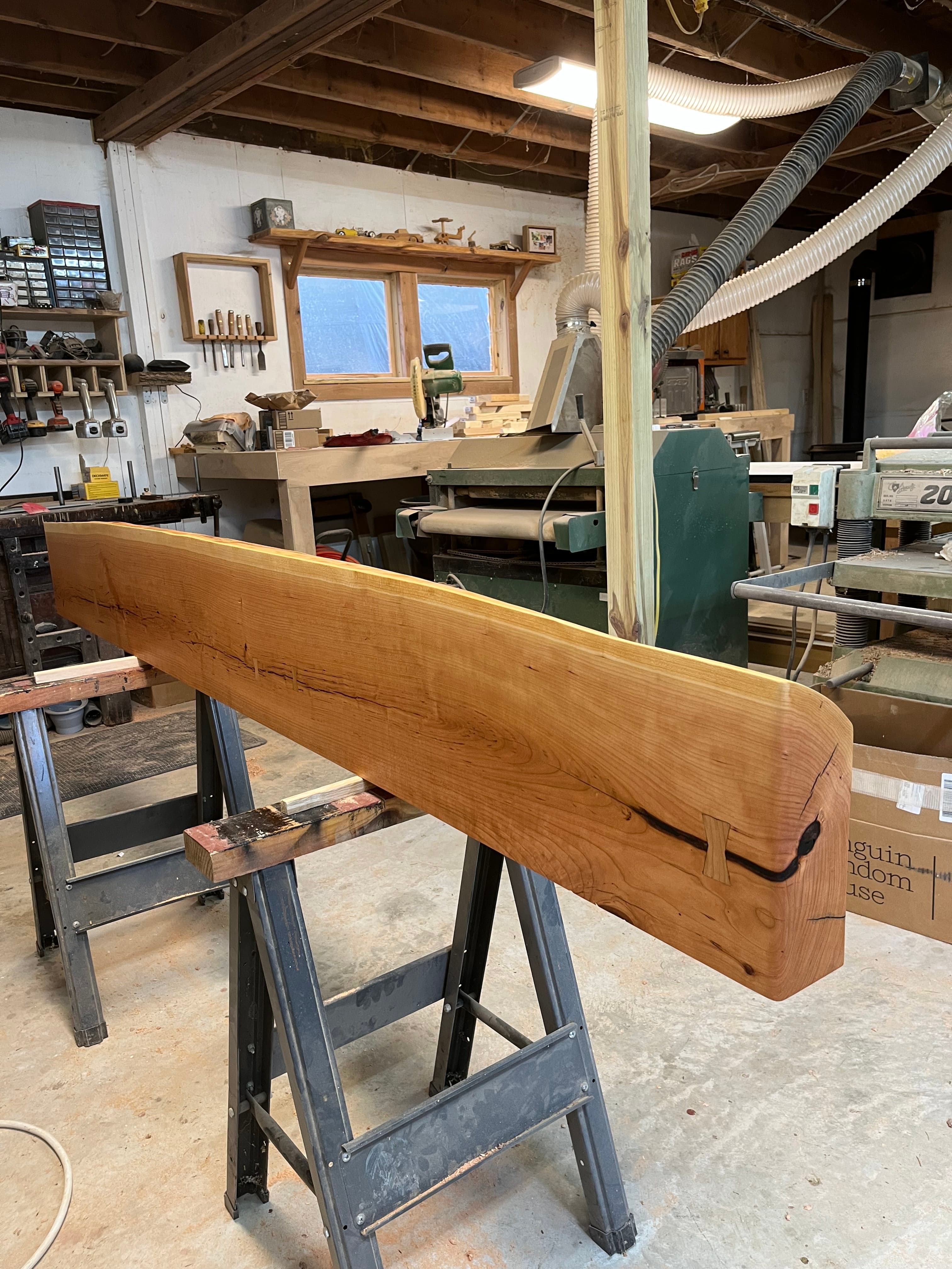 Live Edge Slab On Planer In Shop | Tougas Timberworks Monroe CT