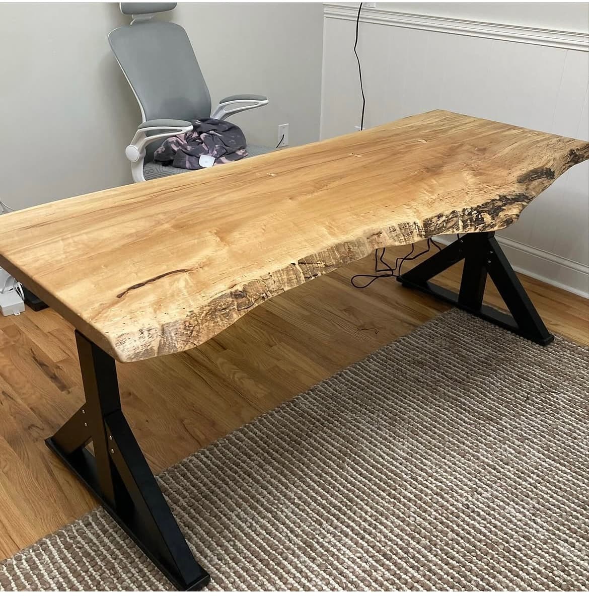 Live Edge Slab Turquoise Epoxy Inlay | Tougas Timberworks Monroe CT