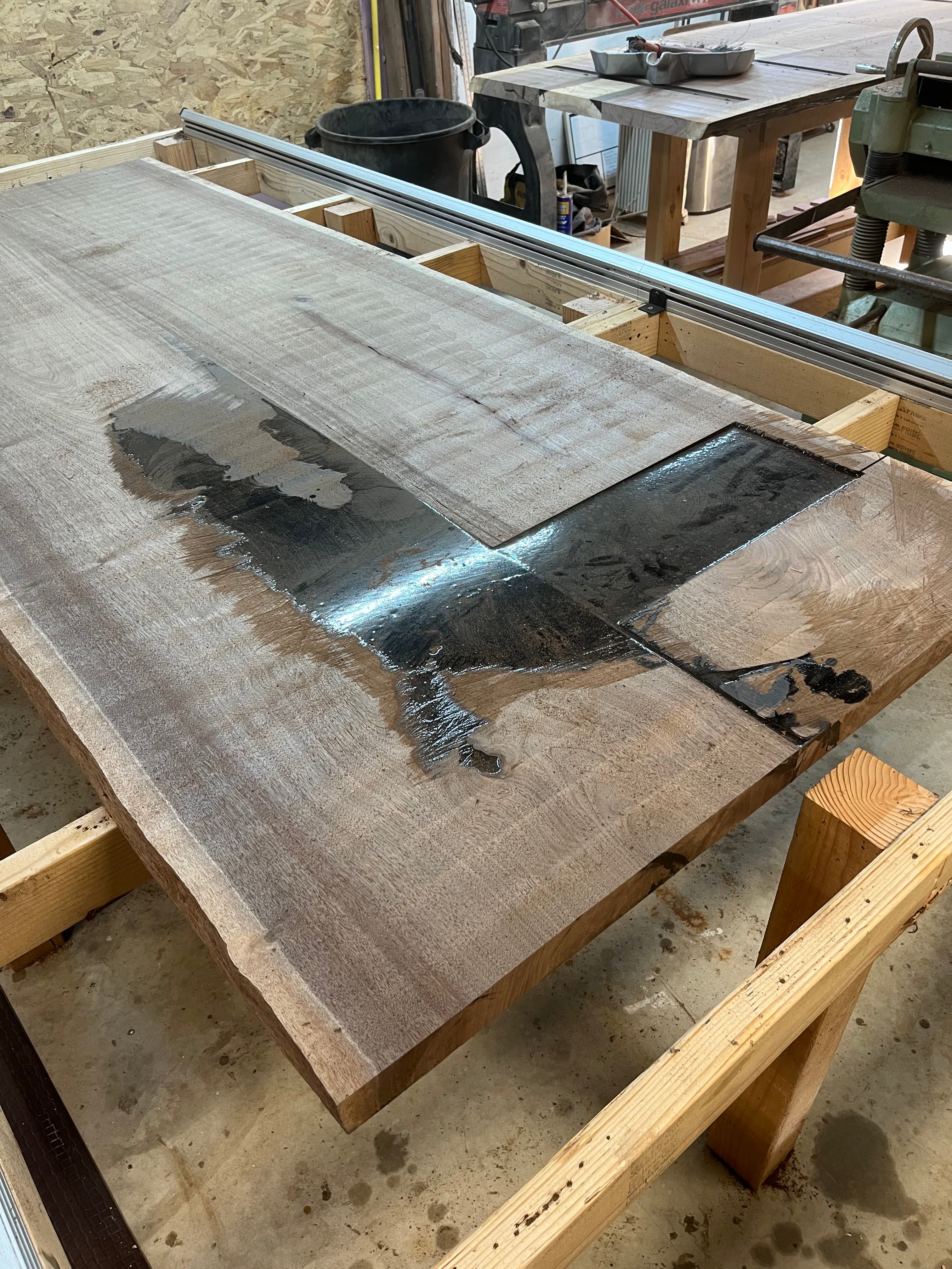 Live Edge Slab With Epoxy Poured | Tougas Timberworks Monroe CT