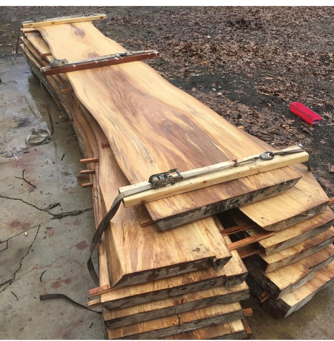 Live Edge Slabs Bundled Outdoors | Tougas Timberworks Monroe CT