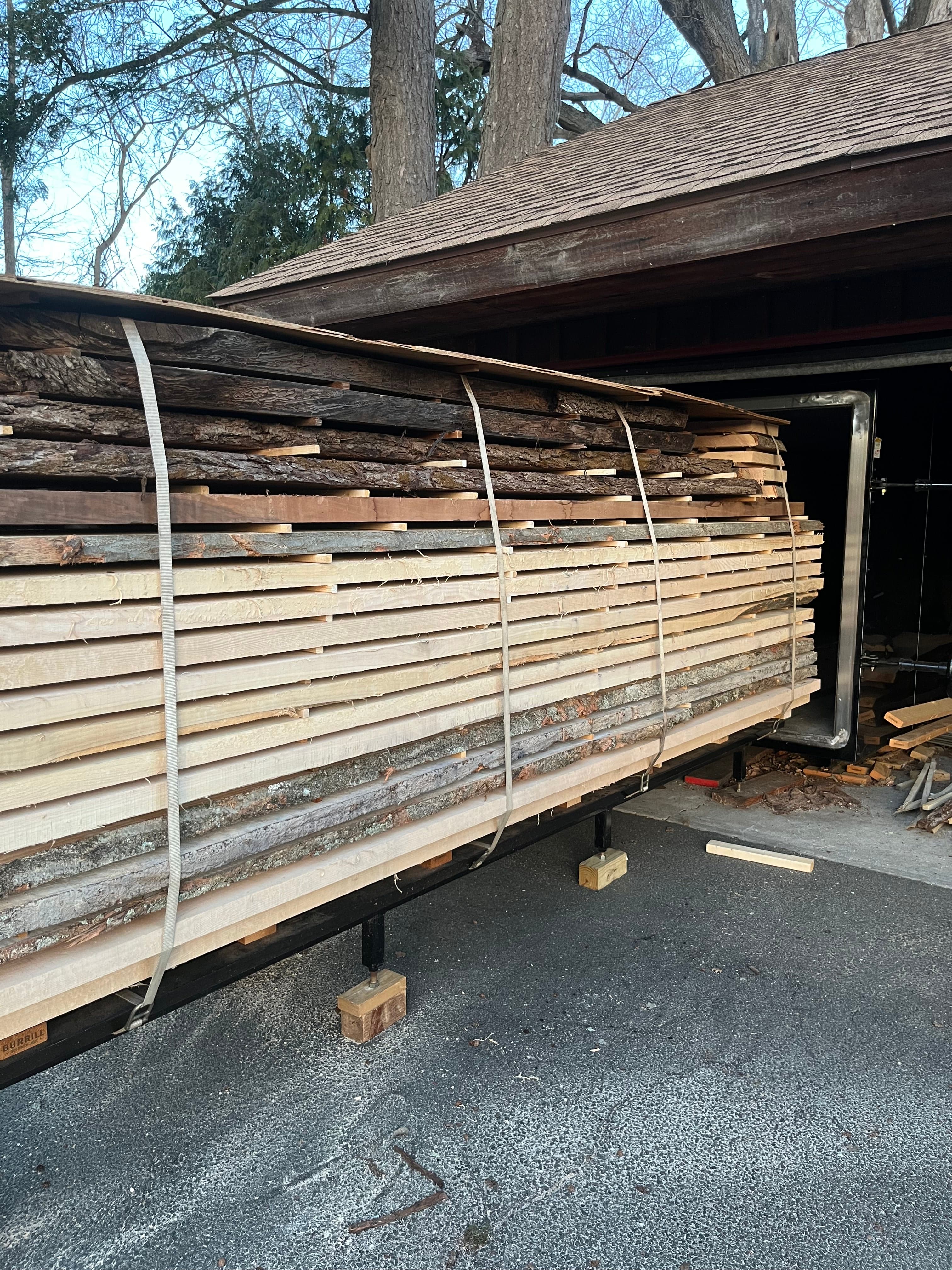 Slabs Being Loaded Into Kiln | Tougas Timberworks Monroe CT