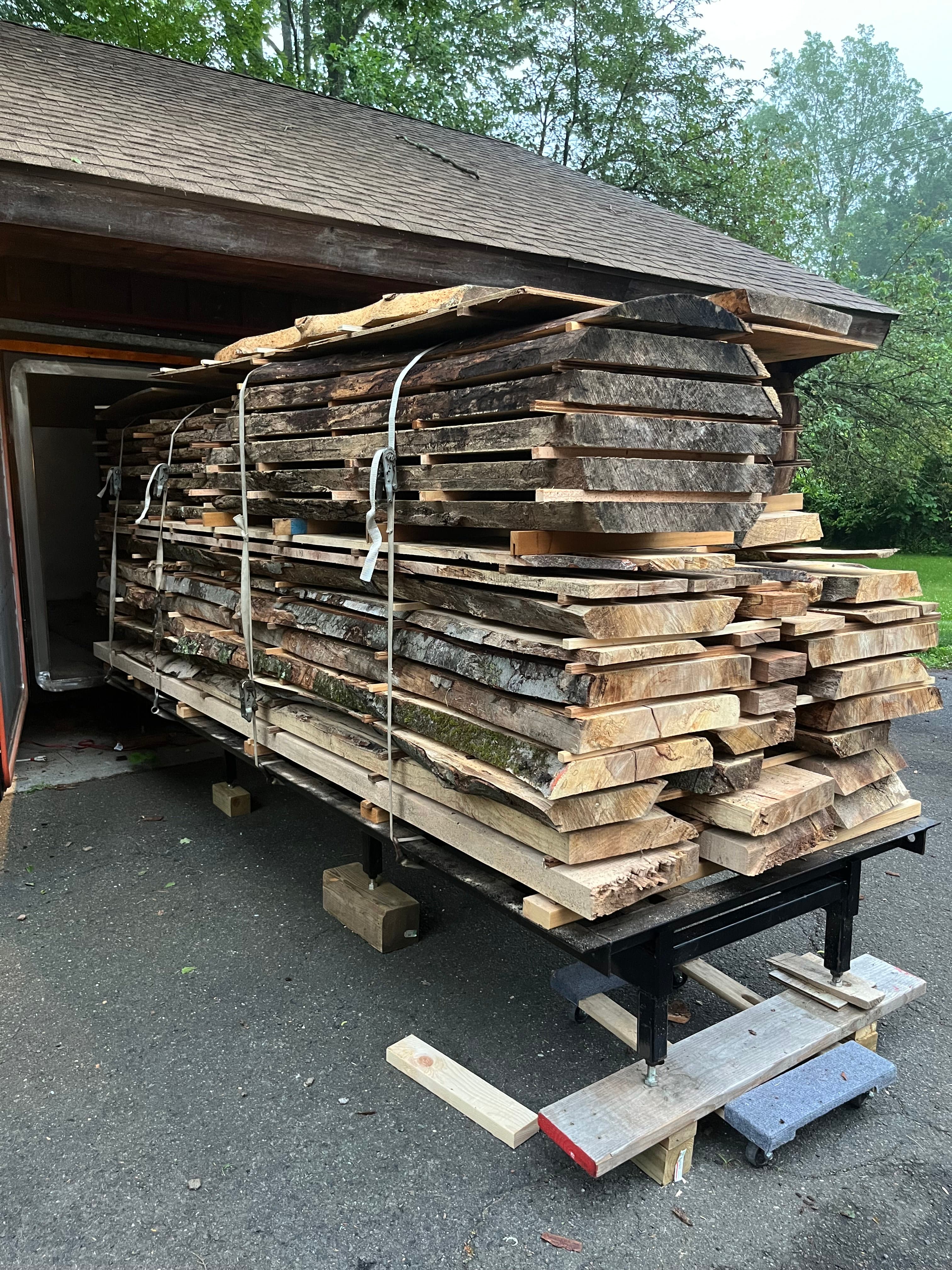 Slabs On Kiln Cart Exit Kiln Fall | Tougas Timberworks Monroe CT