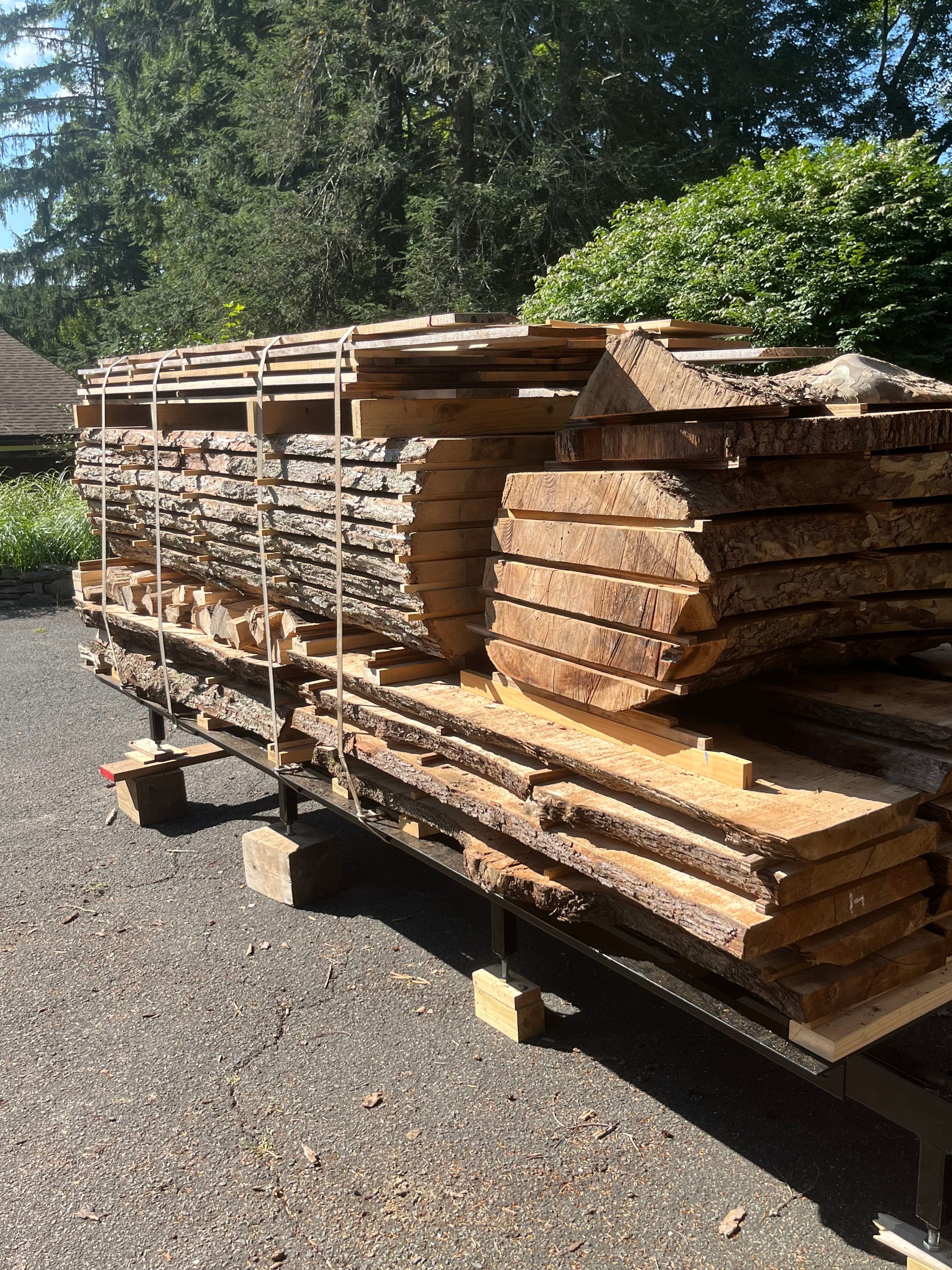 Slabs On Kiln Cart Two Bundles Outdoors | Tougas Timberworks Monroe CT