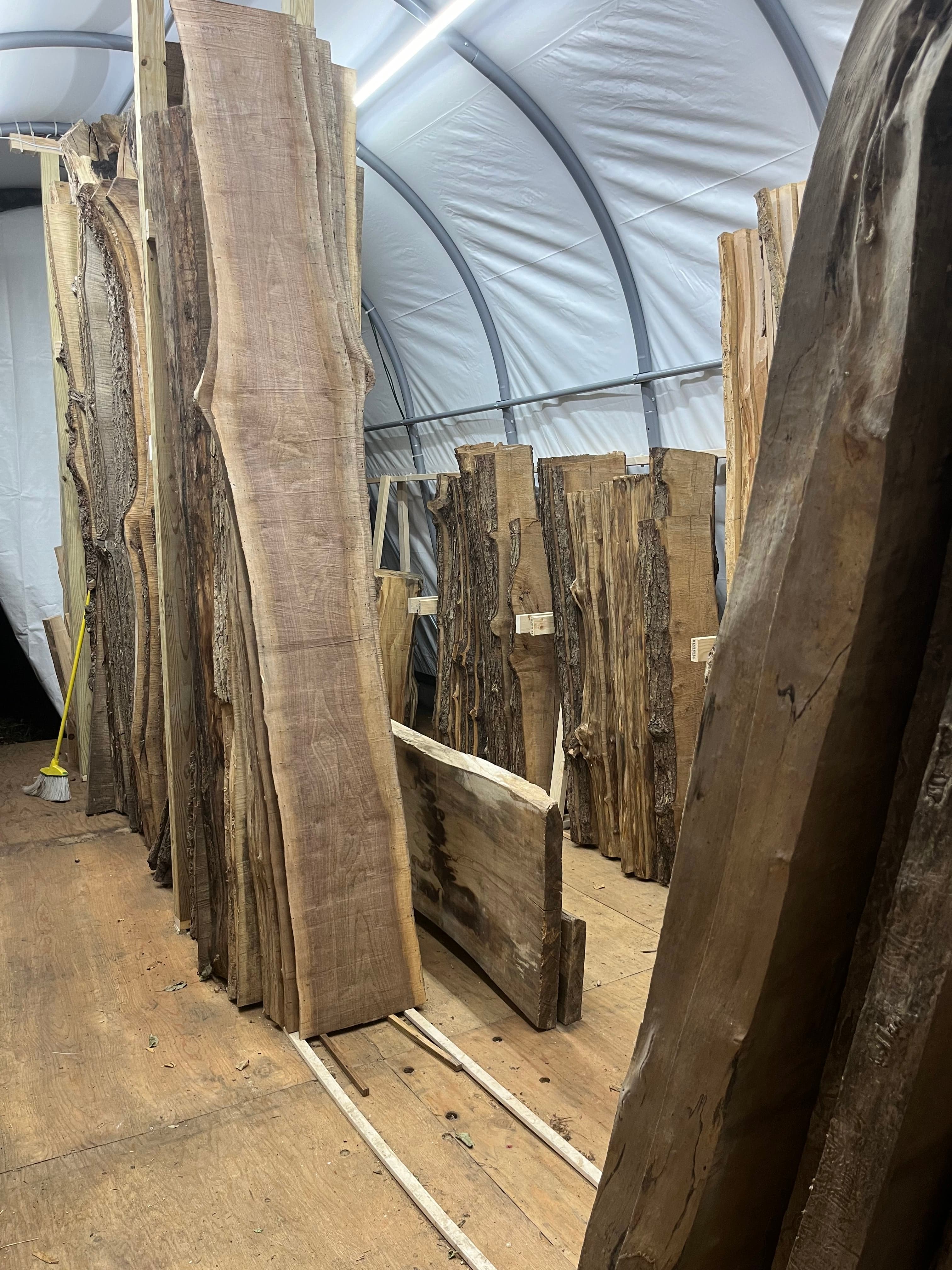 Slabs Overhead In Tent Storage | Tougas Timberworks Monroe CT