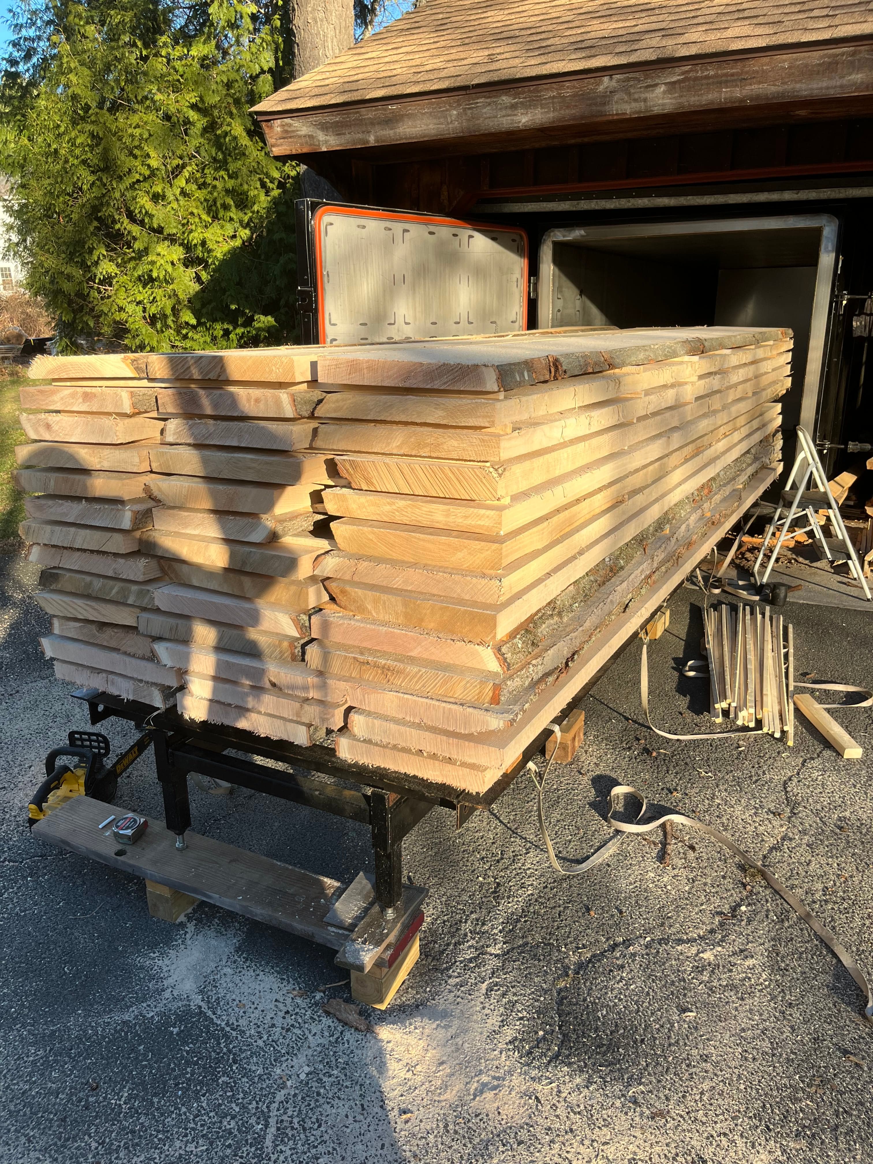 Slabs Stacked By Kiln Fall | Tougas Timberworks Monroe CT