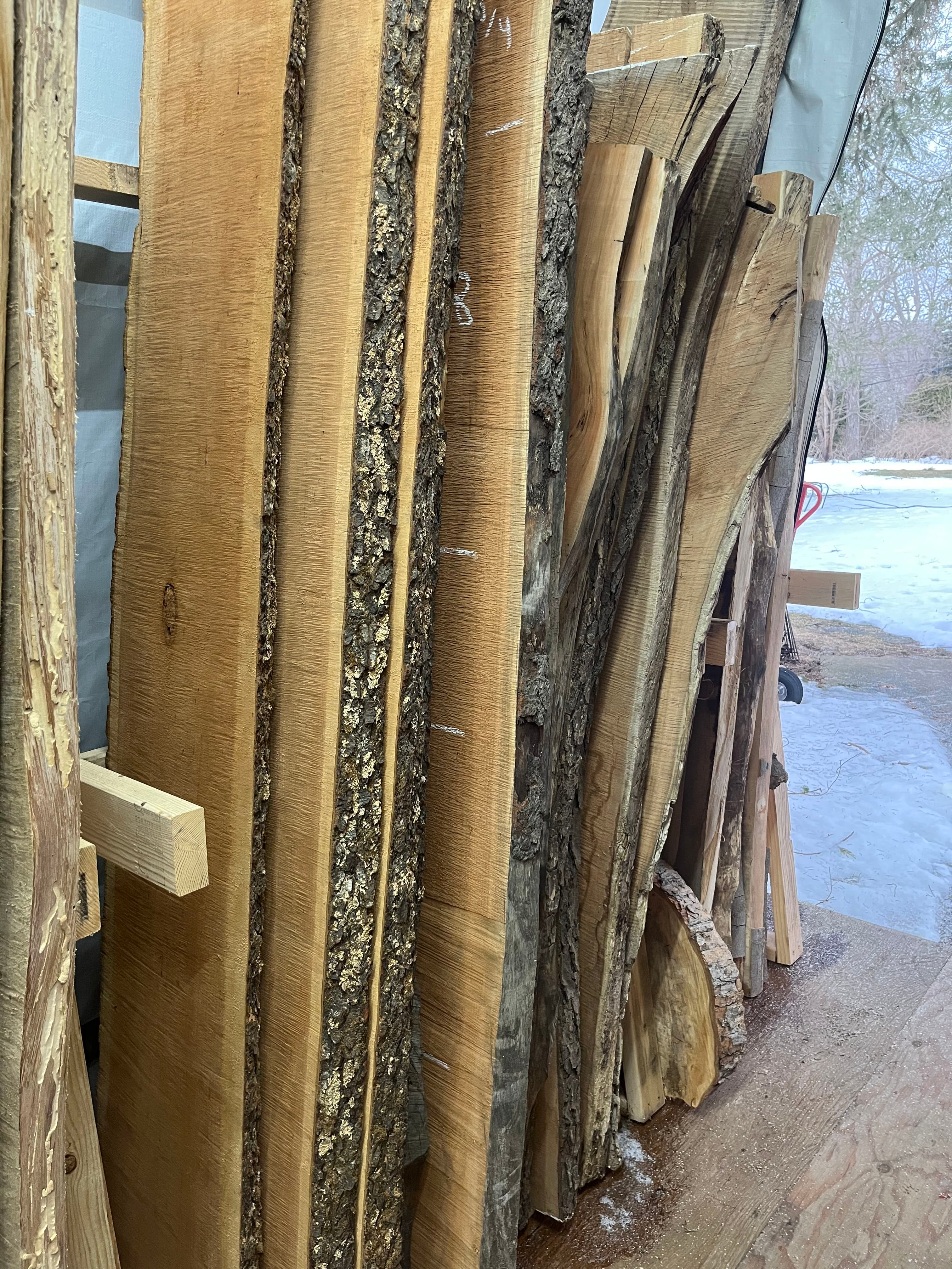 Slabs Stacked In Shop Wide | Tougas Timberworks Monroe CT