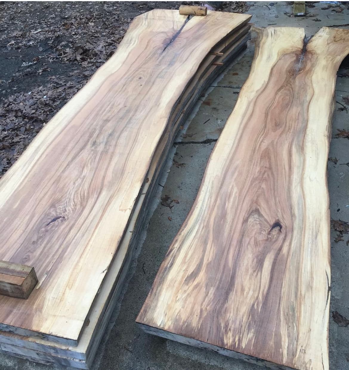 Two Walnut Slabs Outdoors | Tougas Timberworks Monroe CT