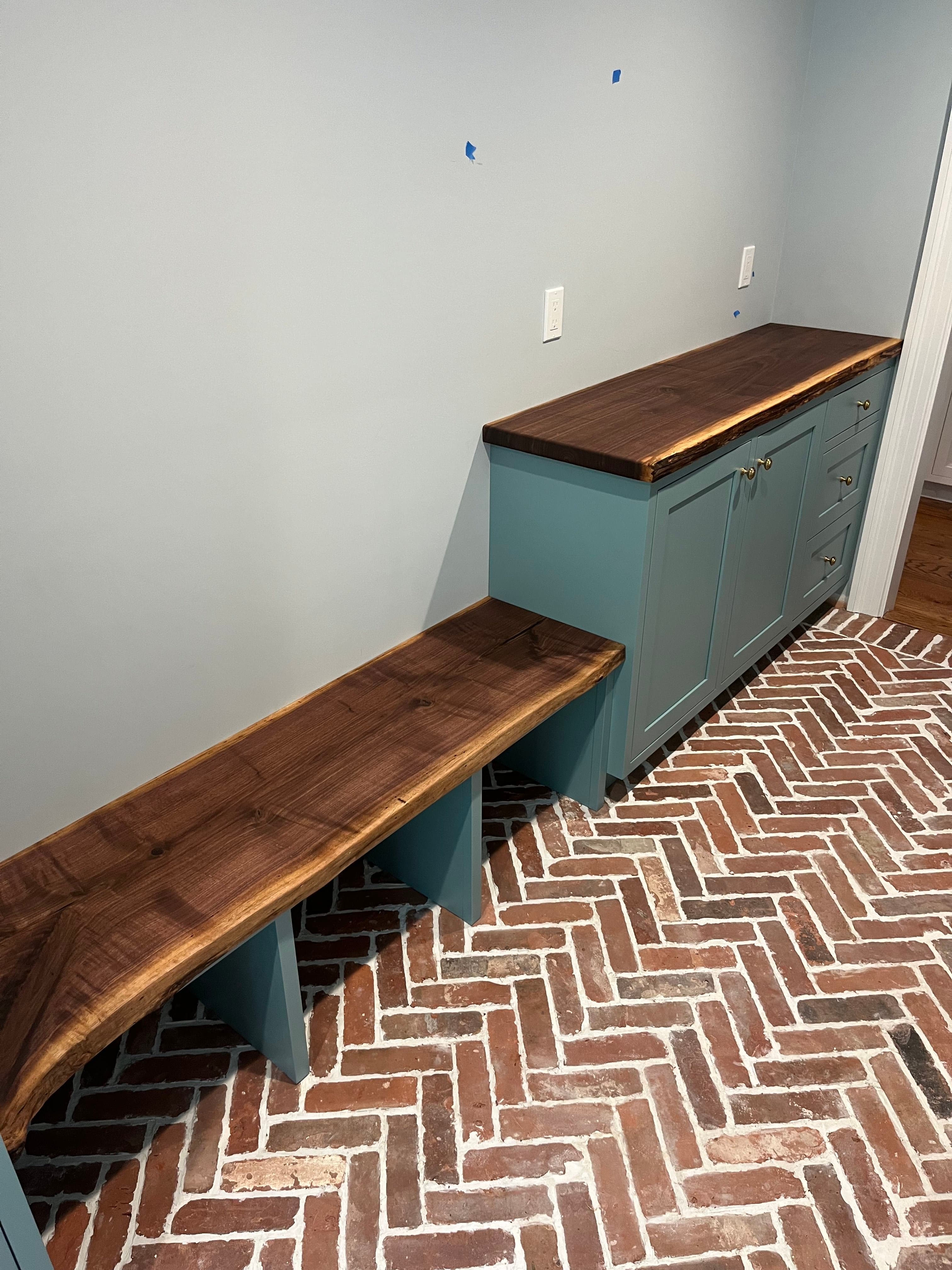 Walnut Mudroom Bench And Cabinet | Tougas Timberworks Monroe CT