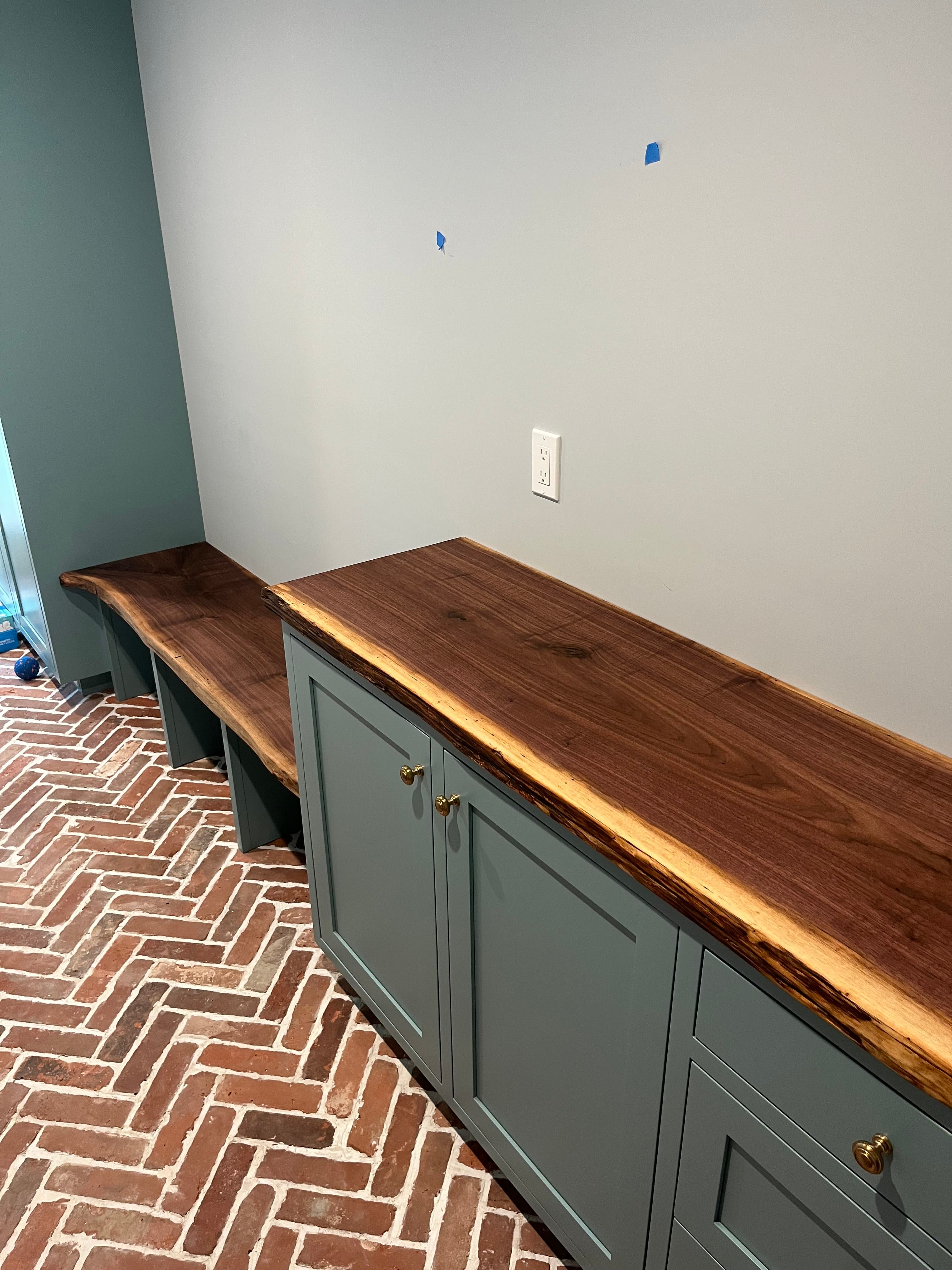 Walnut Mudroom Bench And Cabinet | Tougas Timberworks Monroe CT