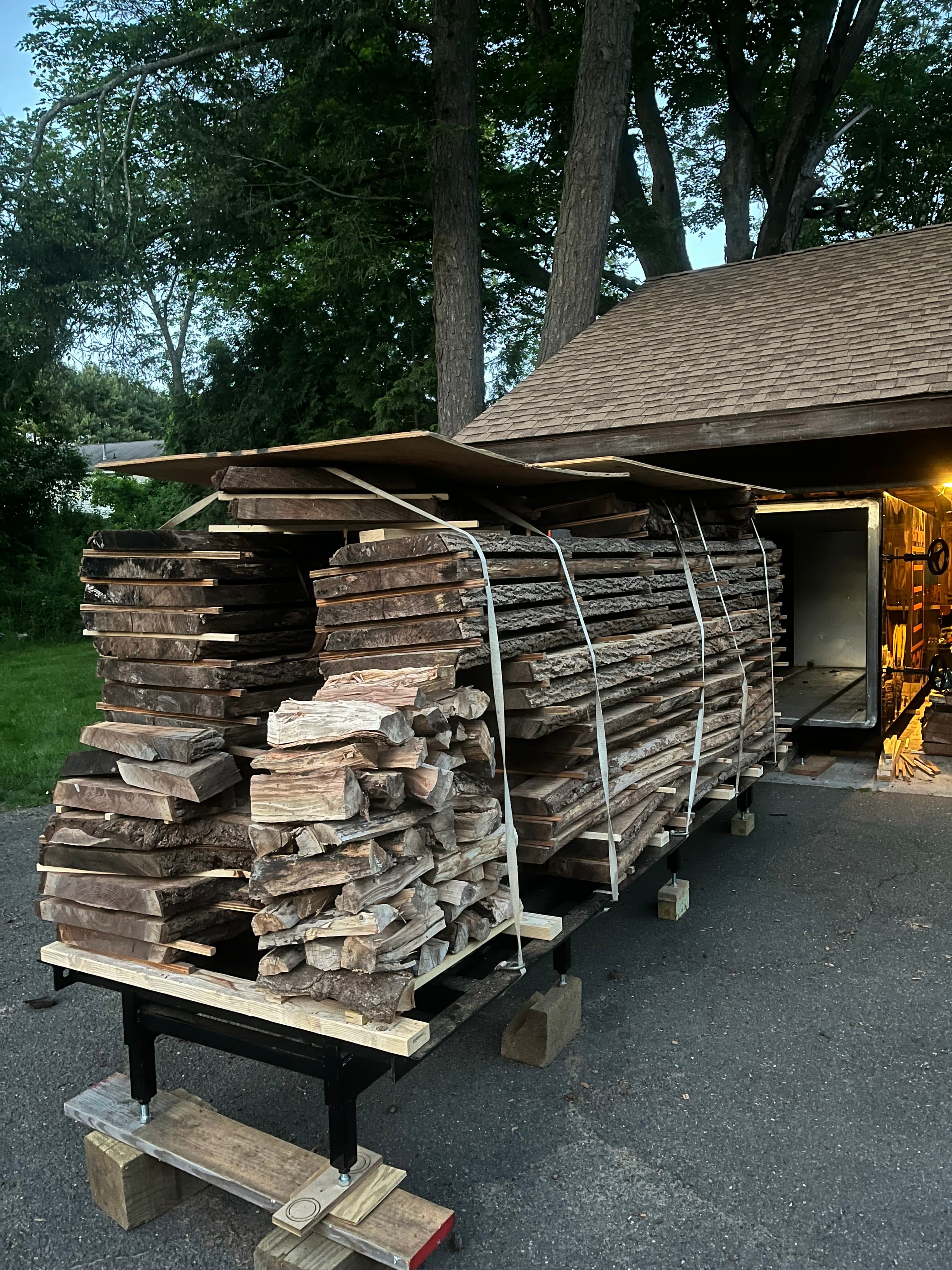 Walnut Slabs On Kiln Cart | Tougas Timberworks Monroe CT